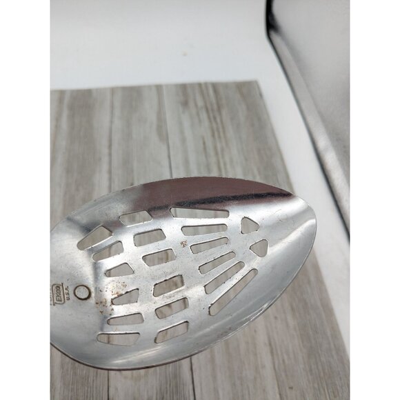 Vintage Ekco #4 Slotted Serving Chromium Plated Spoon Black Handle 12" - Picture 9 of 9